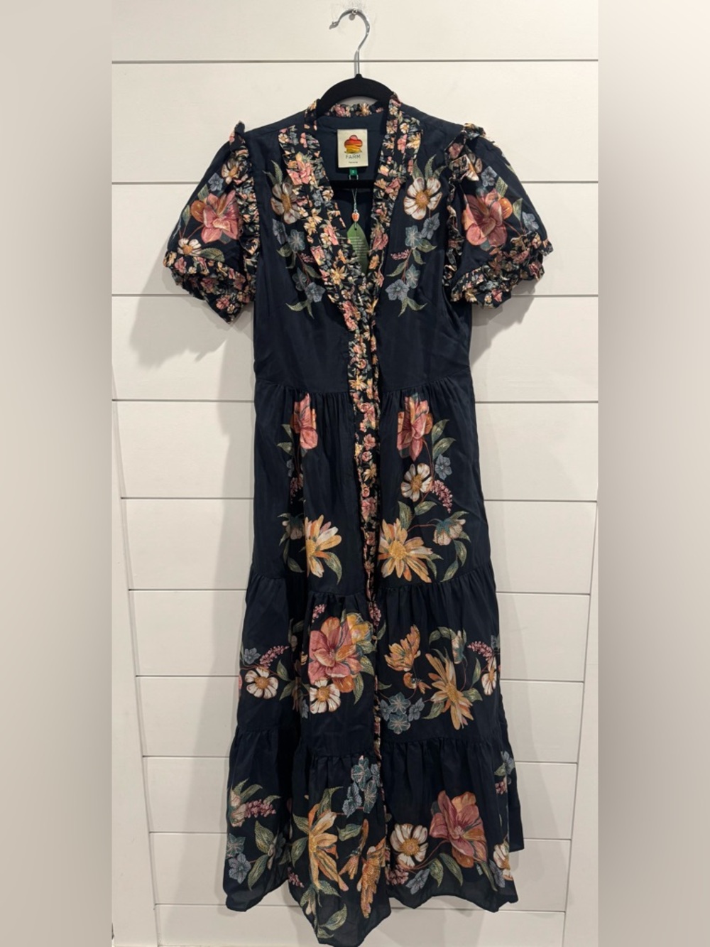 NWT Farm Rio navy blue short sleeve Maria floral maxi dress - Picture 5 of 11